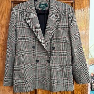 Vintage Lauren Ralph Lauren Plaid Wool Blend Blazer